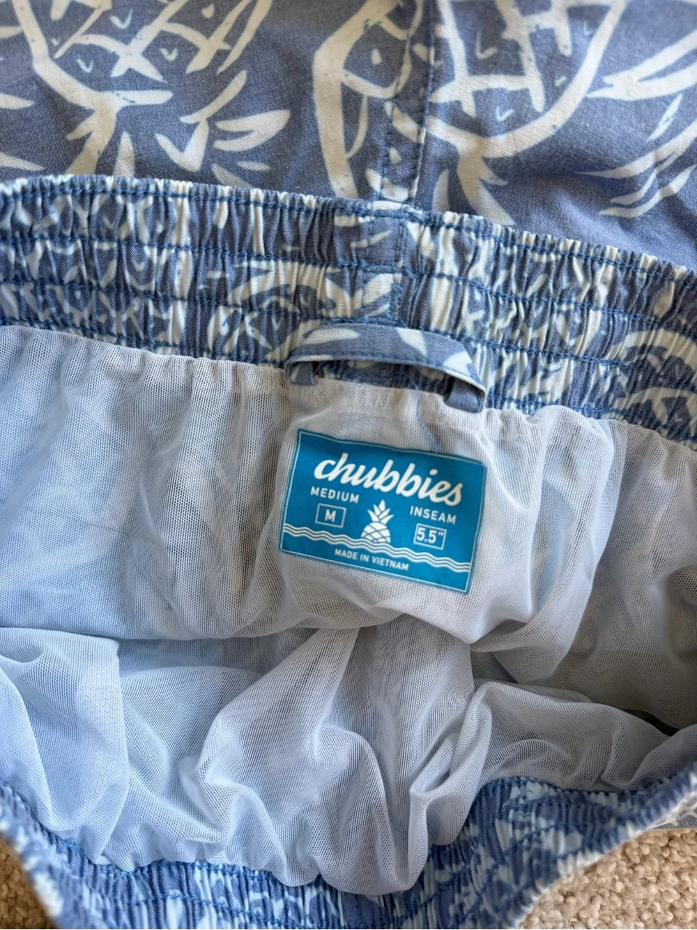 chubbies Light Blue Pineapple-Print Drawstring Shorts